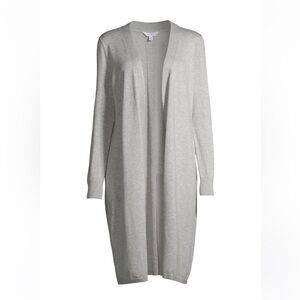 Time and Tru Long Open Front Duster Cardigan Light Grey S. NWOT